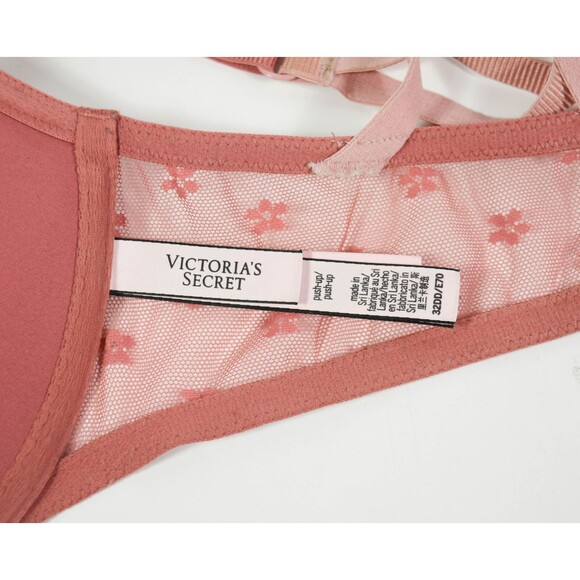 Victoria Secret Dusty Rose Pink Lace Front Closure Push Up Underwire Bra Sz 32DD - Picture 4 of 5